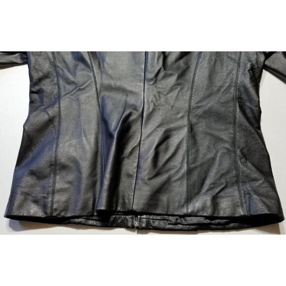 Worthington Full Zip Black 100% Leather Jacket Lined Pockets RN 93677 Women's XL - Picture 16 of 16